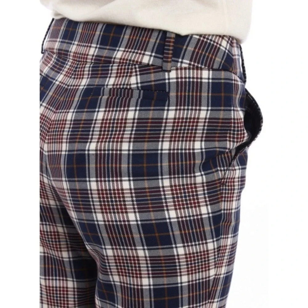 Tory Burch Women's Size 2 Garrett Tartan Plaid Crop Flare Pants Belt Loops